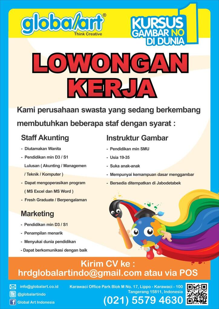 URGENT! Globalart membutuhkan beberapa staf