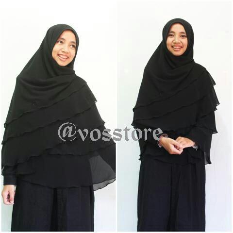 Khimar bahan ceruti 3 layers