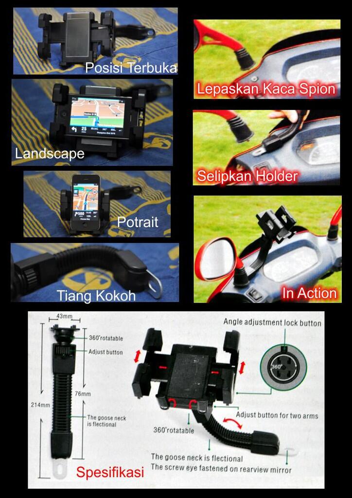 Universal Motorcycle Holder Buat HP & GPS Kesayangan Agan / Sista