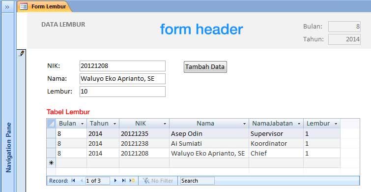 Ms Access: Tolong buat Master yang ngerti tentang Form & Tabel