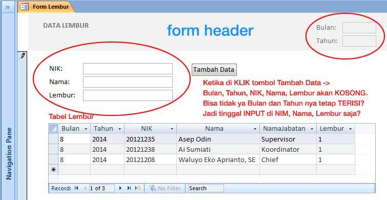 Ms Access: Tolong buat Master yang ngerti tentang Form & Tabel