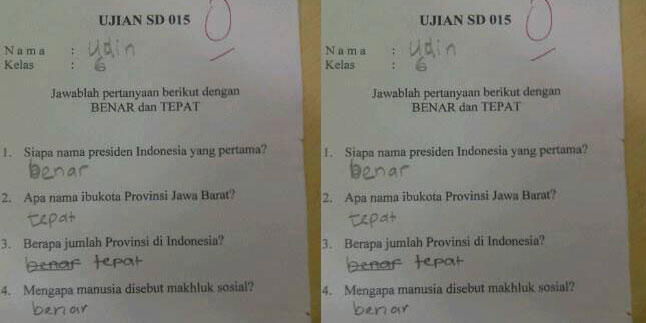 Jawaban Ujian Yang Bikin Guru Berhenti Mengajar