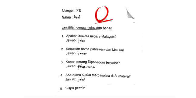 Jawaban Ujian Yang Bikin Guru Berhenti Mengajar
