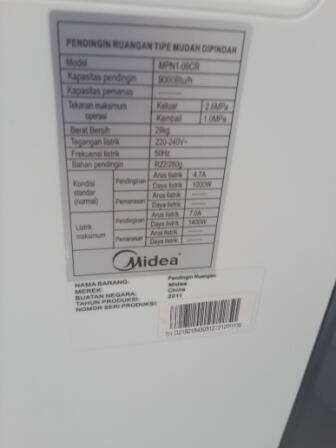 AC PORTABLE 1PK MIDEA