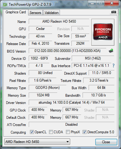 MSI HD 5450 Depok !!