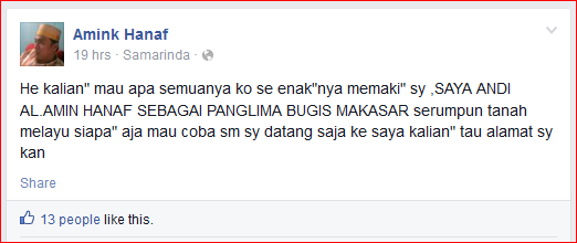 Ini dia gan, Amink Hanaf yang katanya mau membumihanguskan Kalimantan