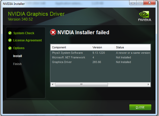 Processed installed failed. Driver pre-install failure. Install_failed_Version_Downgrade Patch