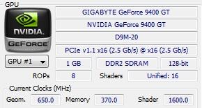 VGA Gigabyte 9400GT 1gb 128bit