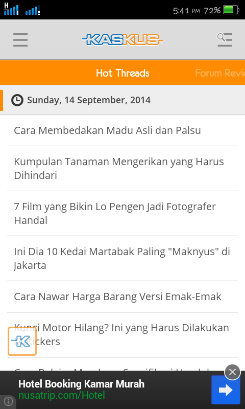 (ASK) Kaskus mobile kalian ada penampakan kek gini ga gan??