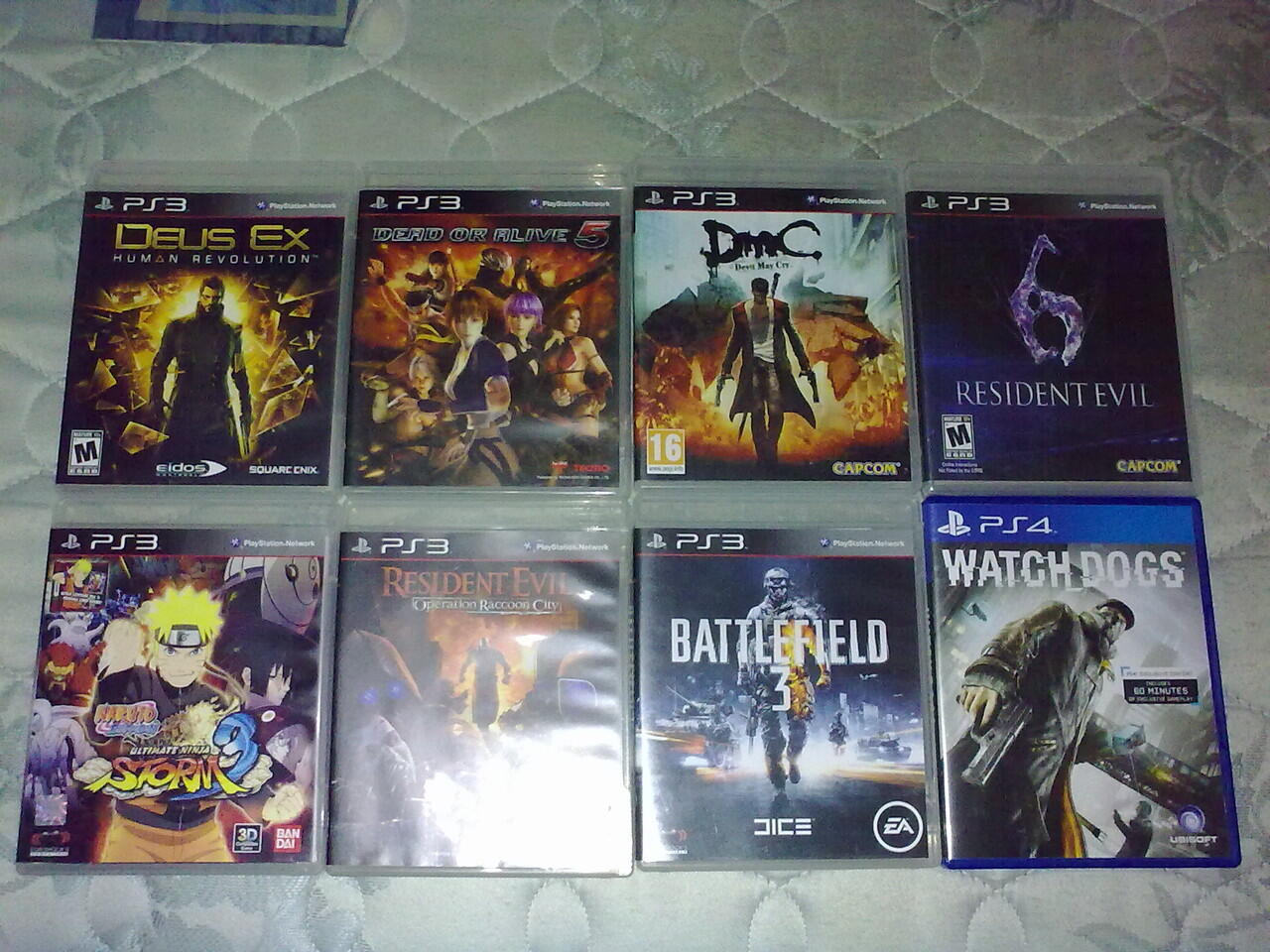 PS3 DMC5,DOA5,Resident Evil,Deus EX,Naruto,BF3 & PS4 Watchdogs