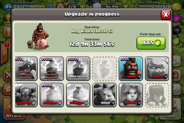 Jual id coc (clash of clans) TH 9 lvl 85