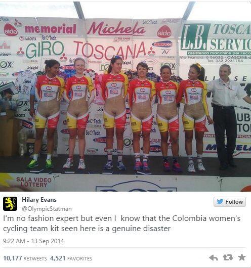 Seragam &quot;Camel Toe&quot; Team Balap Sepeda Perempuan Colombia Yang Ngak Banget