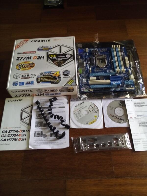 Mobo Gigabyte GA-Z77M-D3H (LGA1155, Z77, DDR3) Fullset REKBER JOGJA