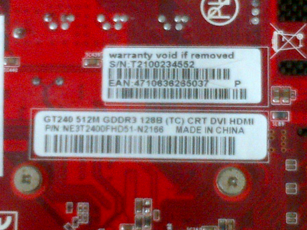 JUAL VGA GT240 512MB(1GB TC) GDDR3 128BIT CRT DVI HDMI