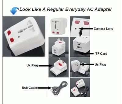 " Spy Camera Electric Plug in, Mendeteksi Gerakan Otomatis Merekam "