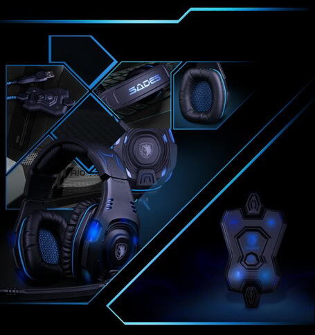 SOLO - Sades Knight SA907 Surround 7.1 Gaming Headset Dengan Illuminating Light