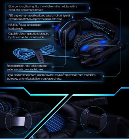 SOLO - Sades Knight SA907 Surround 7.1 Gaming Headset Dengan Illuminating Light