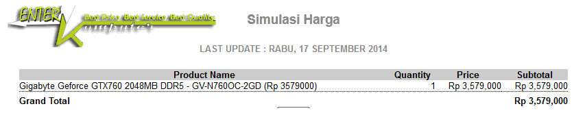 Jual Murah : Vga Gigabyte Geforce GTX760 2048MB DDR5 - GV-N760OC-2GD