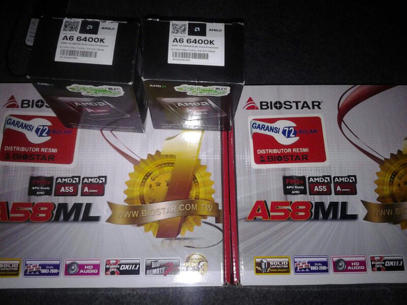 2 unit procie amd apu a6 6400k black edition + mobo biostar a58ml ga jd pake bandung