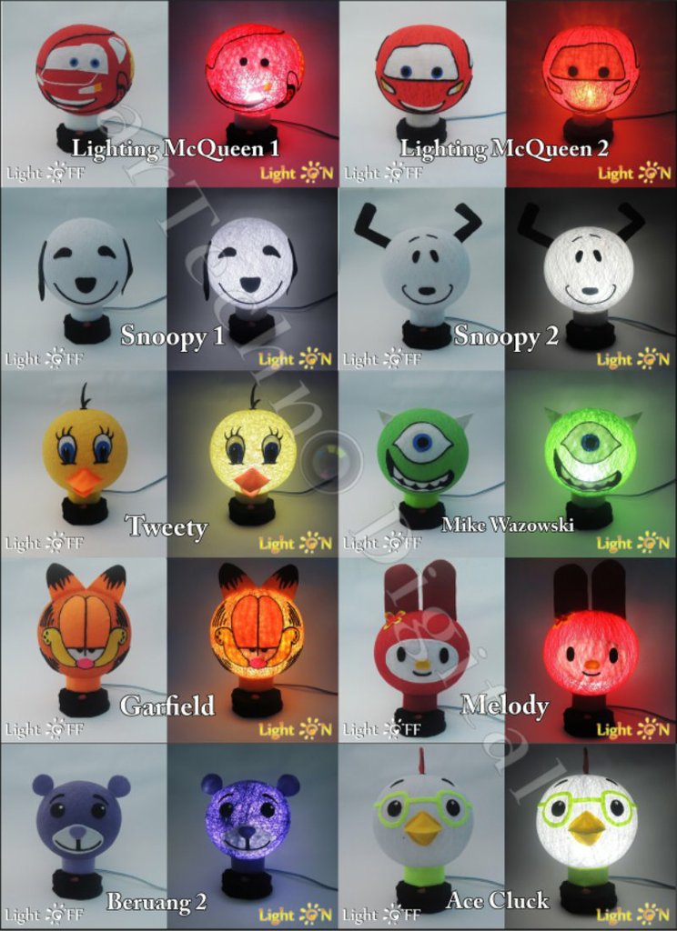 Lampion Light Thread Lampu Hias Dari Benang Karakter Kartun Kaligrafi Custom Bisa Gan