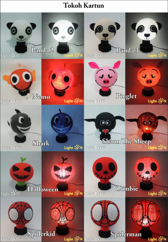 Lampion Light Thread Lampu Hias Dari Benang Karakter Kartun Kaligrafi Custom Bisa Gan