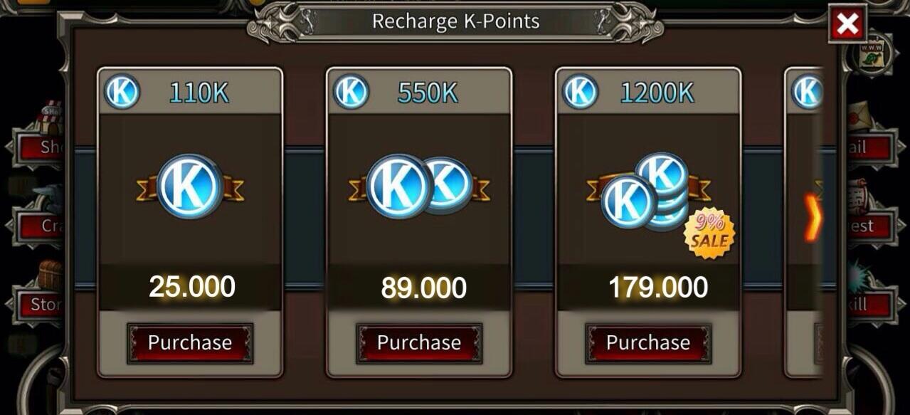 Jual K points Legend of Master online /jasa isi K Point Legend of Master di android
