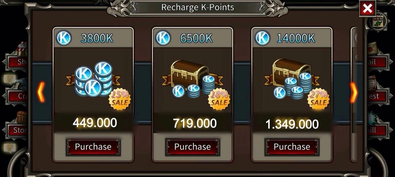 Jual K points Legend of Master online /jasa isi K Point Legend of Master di android