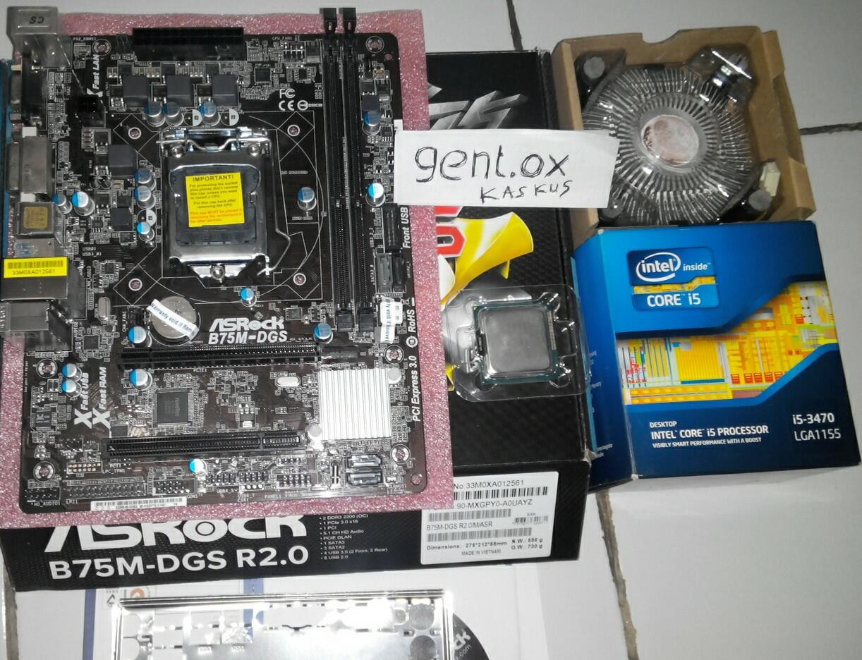 Jual Paket : Asrock B75m-dgs r2.0 + intel core i5-3470. Cimahi