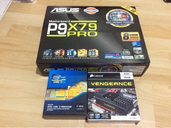 Jual motherboard Asus p9x79 pro i7 3820 corsair 16gb