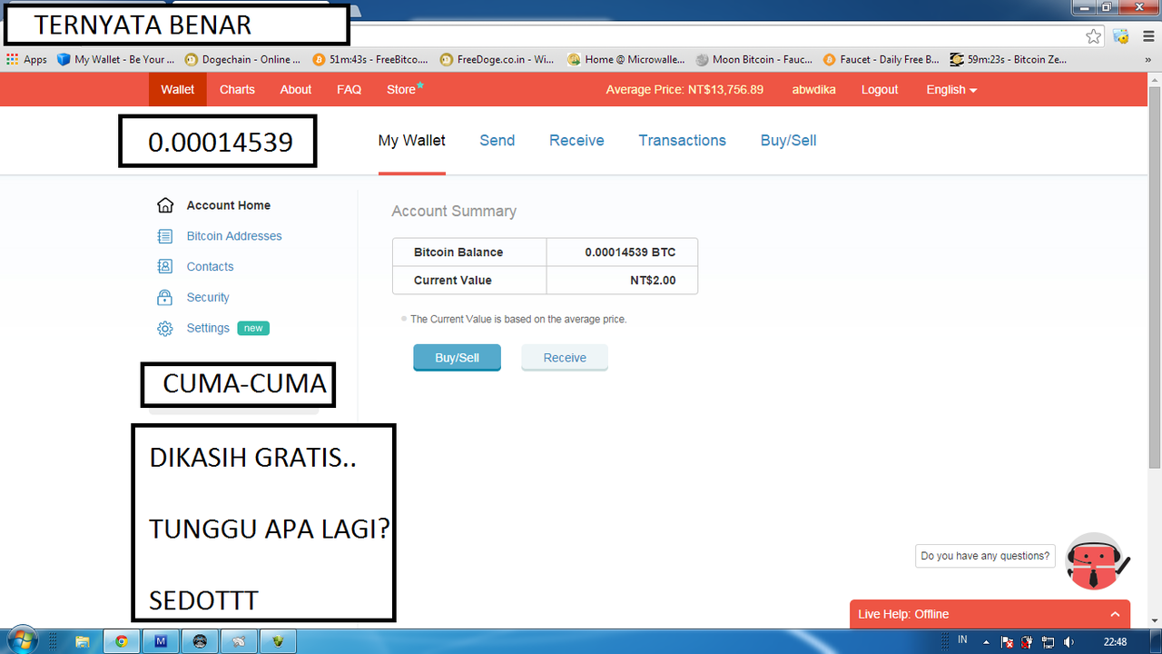 FREE 0.00014 BTC ( CUMA DAFTAR DOANG)