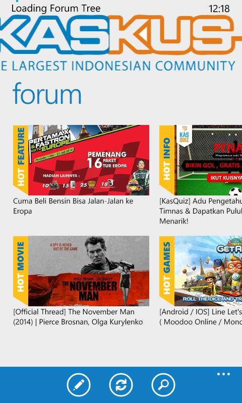 share tampilan aplikasi kaskus di Windows Phone
