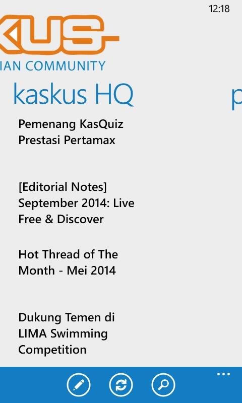 share tampilan aplikasi kaskus di Windows Phone