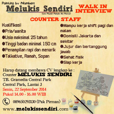 &#91;Jakarta, Closing Date 22 September 2014&#93; Lowongan Counter Staff