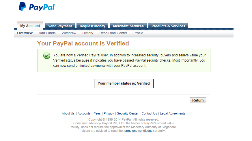 Ask Paypal, akun terverifikasi udah lama, tp blm pernah ada transaksi