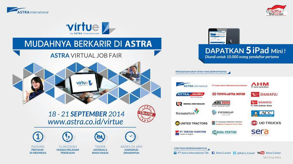 &#91;MASUK GAN&#93; Astra Virtual Job Fair, tidak perlu antre dan gratis! 