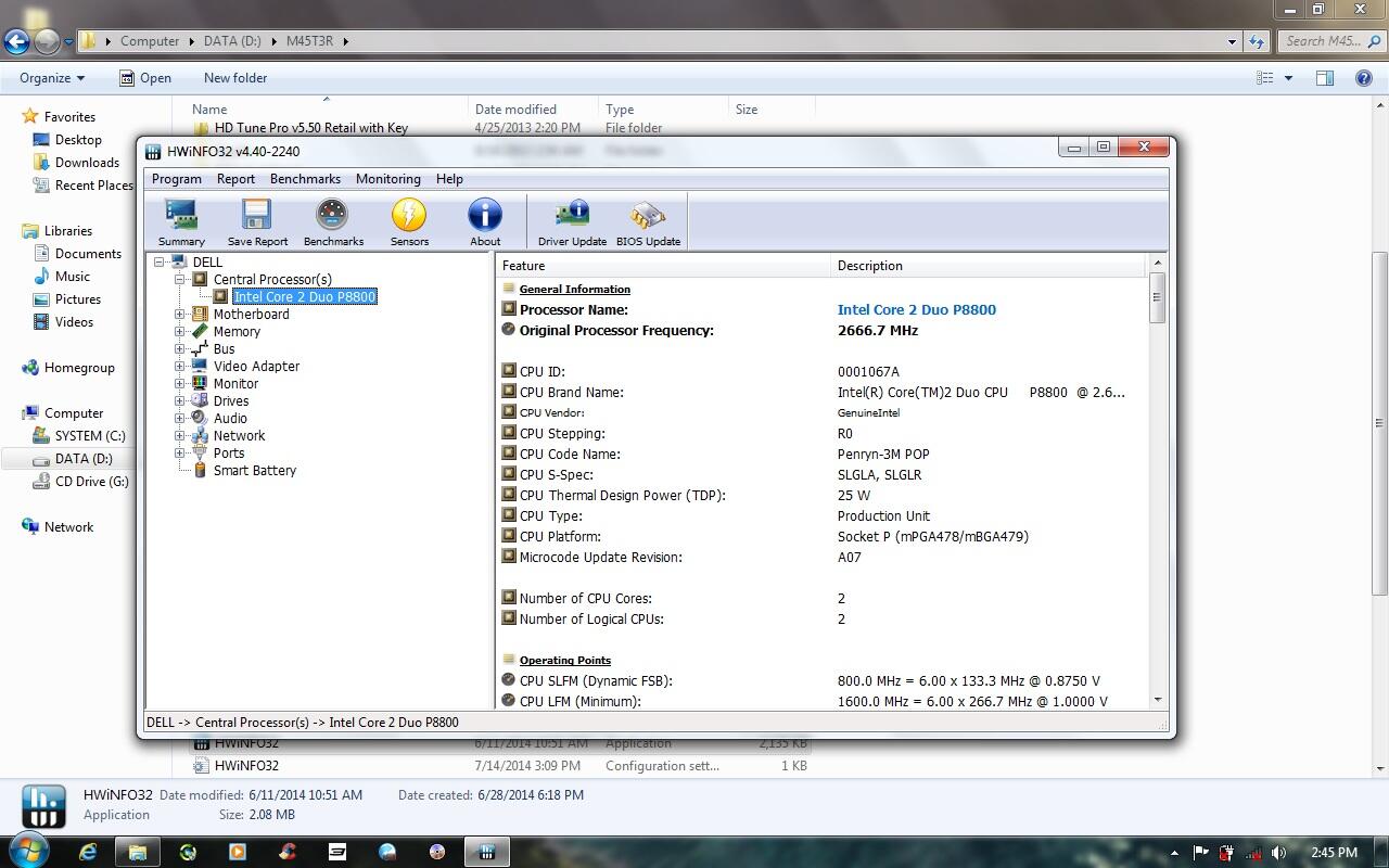 processor laptop core2duo p8800 2.66 GHz 3mb cache