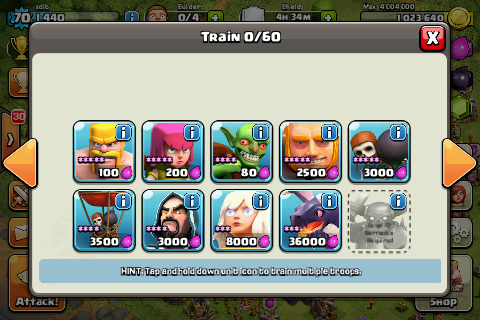 id clash of clan lv 70 th 8 max lev