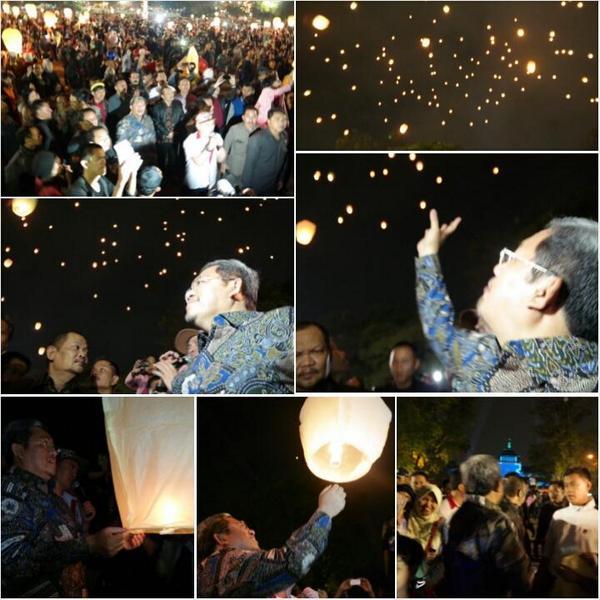 Cantiknya Ratusan Lampion Terbang Hiasi Langit Gedung Sate