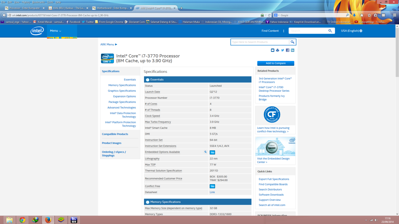 Paketan Proc Intel i7-3770 (1155) + MoBo GIGABYTE Z77M-D3H