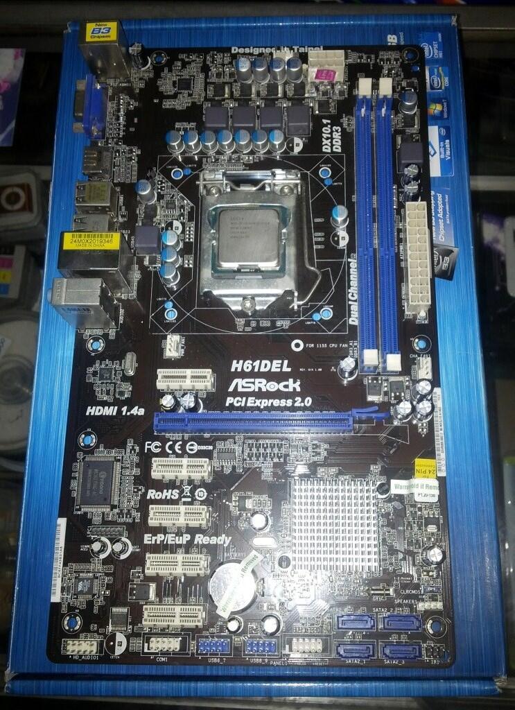 2 PAKET INTEL 1155 G1610, ASROCK H61DEL FULL ATX BOARD garansi panjang