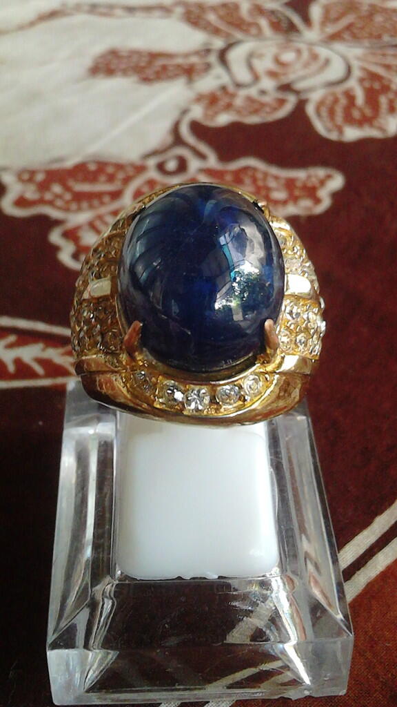 cincin batu Blue saphire afrika big size menawan