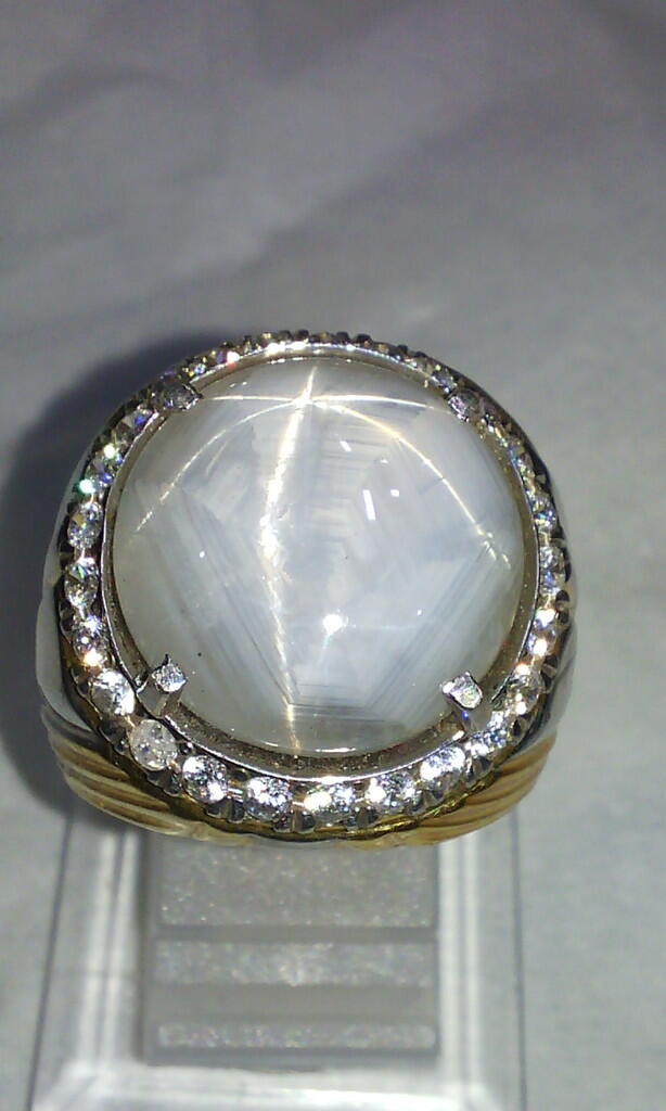 NATURAL WHITE STAR SHAPPIRE CEYLON BIG SIZE + SERTIFIKAT GRI