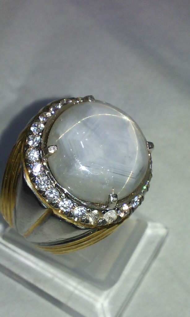 NATURAL WHITE STAR SHAPPIRE CEYLON BIG SIZE + SERTIFIKAT GRI