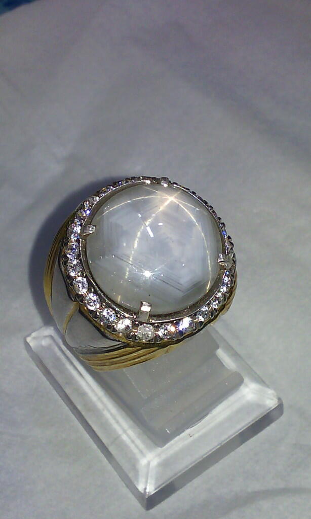 NATURAL WHITE STAR SHAPPIRE CEYLON BIG SIZE + SERTIFIKAT GRI