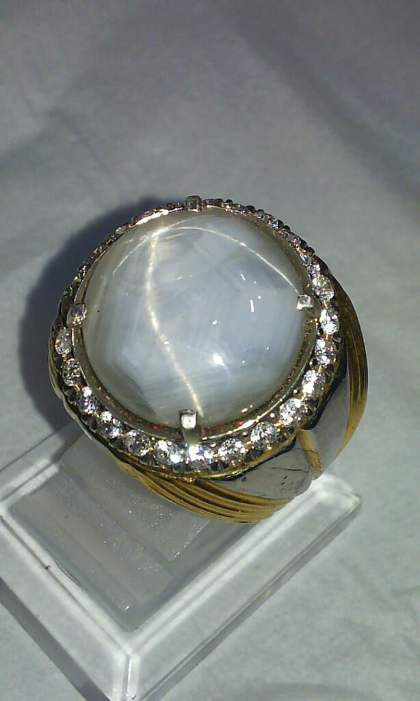 NATURAL WHITE STAR SHAPPIRE CEYLON BIG SIZE + SERTIFIKAT GRI