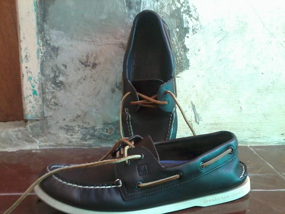 sepatu boat shoes sperry top sider original big size 11.5/45 warna darkbrown for men
