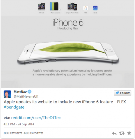 #Bendgate, Bengkoknya iPhone 6 Jadi Lelucon di Internet