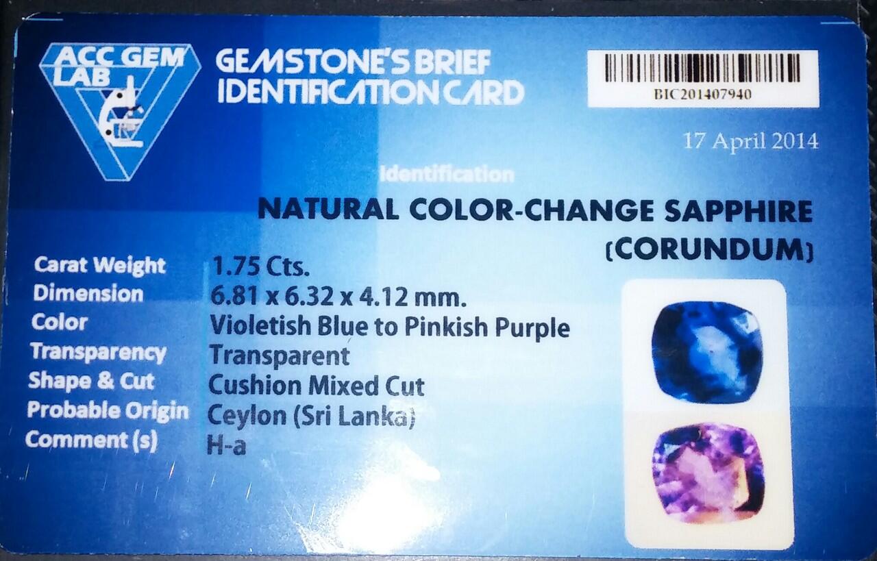 Natural color change sapphire