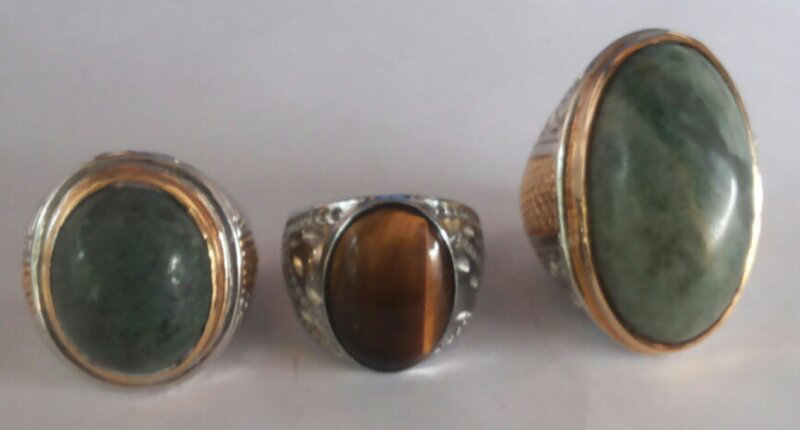 Lot 190 : 3 cincin (giok aceh, tiger eye, s.dareh), satuan monggo....