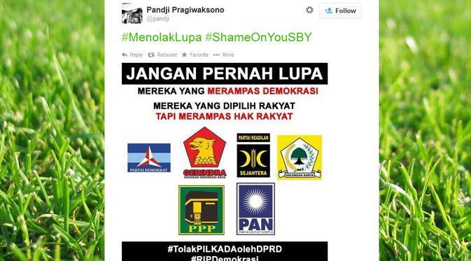 #ShameOnYouSBY, Kekecewaan Tweeple pada RUU Pilkada di Linimasa
